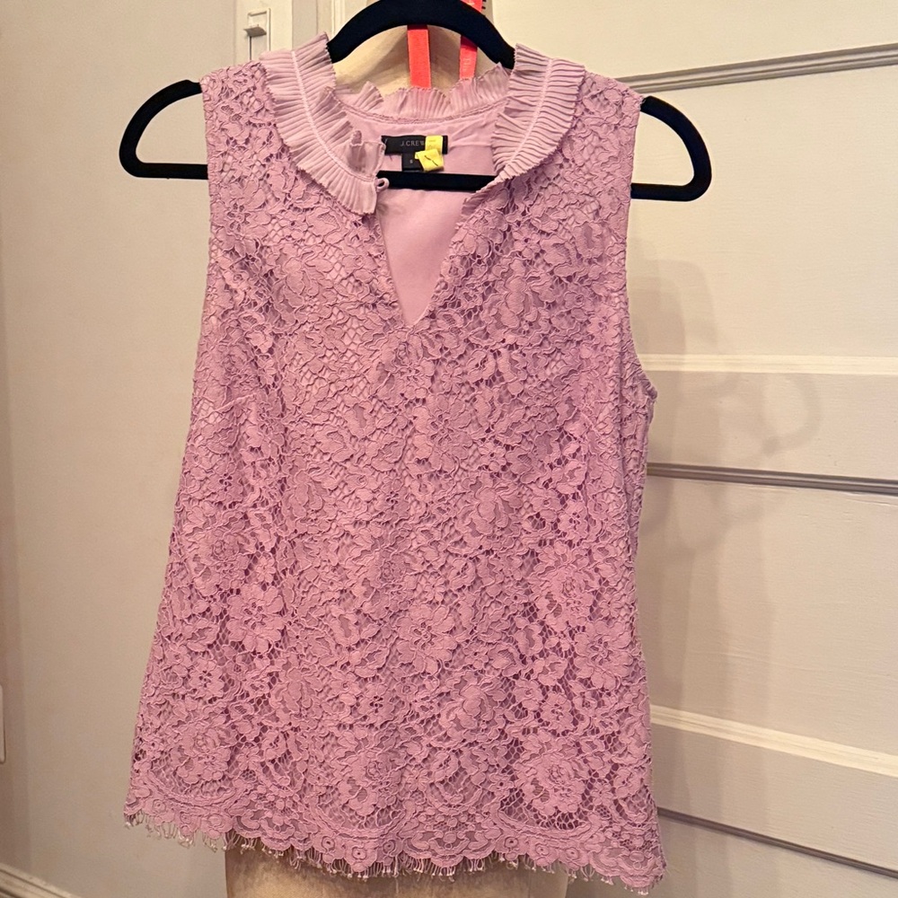 J. Crew Lavender Lace Sleeveless Blouse